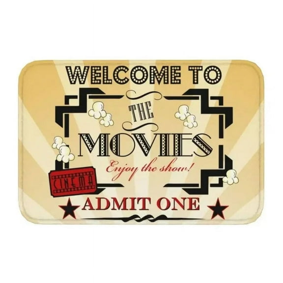 Movie Theater Admit One Ticket Cinema Pillow Red Doormat Entrance Bathroom Kitchen Floor Door Mats Camera Rug Carpet Footpad