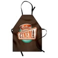 thumbnail image 1 of Movie Theater Apron Retro Style Cinema Sign Design Film Festival Hollywood Theme, Unisex Kitchen Bib Apron with Adjustable Neck for Cooking Baking Gardening, Brown Turquoise Vermilion, by Ambesonne, 1 of 3