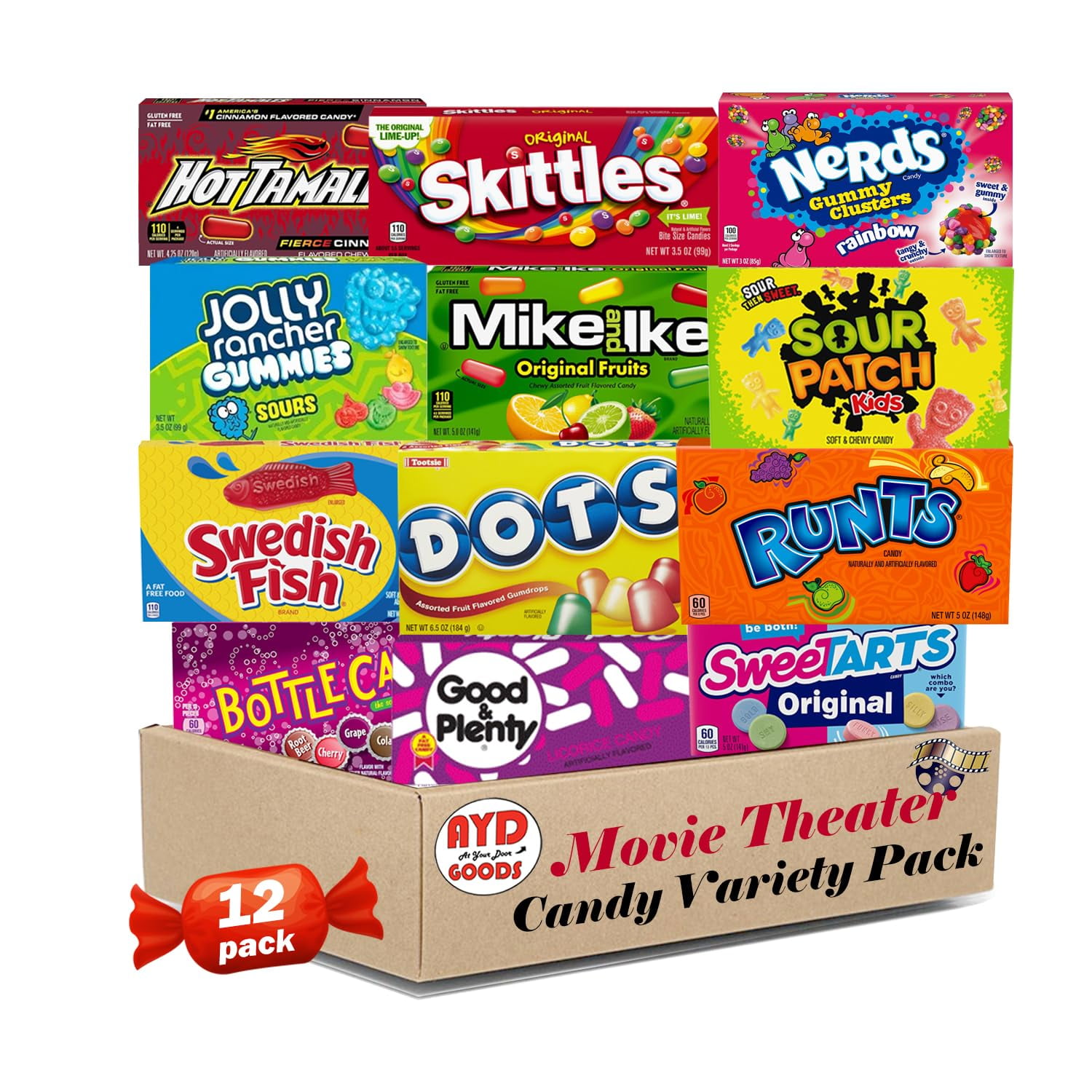 Movie Theater Candy Variety AIF4 Pack 12 Assorted Theater Size Boxes ...