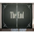 thumbnail image 1 of Ambesonne Movie Theater Curtains 2 Panel Set, End Words, 108" x 96", Charcoal Grey Cream, 1 of 3