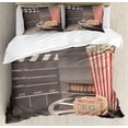 thumbnail image 1 of Movie Theater Duvet Cover Set King Size, Old Fashion Entertainment Objects Related to Cinema Film Reel Motion Picture, Decorative 3 Piece Bedding Set with 2 Pillow Shams, Multicolor, by Ambesonne, 1 of 3