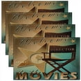 thumbnail image 1 of Movie Theater Placemats Set of 4, Cinema Poster Design Placemats for Dining Table, Green Star Vintage Washable Fabric Decoration Table Mats Placemat 18"x12", 1 of 4