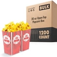 thumbnail image 1 of Movie Theater Popcorn Boxes (1200 Pack), Disposable Red and White Striped Snack Boxes, 30 oz Popcorn Containers for Concession, Carnival or Parties, 1 of 6