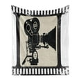 thumbnail image 1 of Movie Theater Soft Flannel Fleece Blanket, Movie Frame Pattern with Silhouette of Movie Reels in a Projector, Cozy Plush for Indoor and Outdoor Use, 50" x 70", Dark Taupe Beige Black, by Ambesonne, 1 of 5