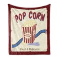 thumbnail image 1 of Movie Theater Soft Flannel Fleece Blanket, Fresh and Delicious Pop Corn Film Tickets and Strip Advertising in 60s Theme, Cozy Plush for Indoor and Outdoor Use, 70" x 90", Multicolor, by Ambesonne, 1 of 6