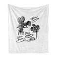 thumbnail image 1 of Movie Theater Soft Flannel Fleece Throw Blanket, Cinematography Themed Artwork with Old Camera and Equipment Vintage, Cozy Plush for Indoor and Outdoor Use, 50" x 70", Black White, by Ambesonne, 1 of 5