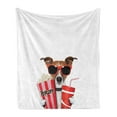 thumbnail image 1 of Movie Theater Soft Flannel Fleece Throw Blanket, Funny Dog Wearing Sunglasses Watching a Film Popcorn and Soda Print, Cozy Plush for Indoor and Outdoor Use, 70" x 90", Multicolor, by Ambesonne, 1 of 5