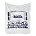 thumbnail image 1 of Movie Theater Soft Flannel Fleece Throw Blanket, Hand Drawn Illustration Audience Sitting in Theater Waiting the Movie, Cozy Plush for Indoor and Outdoor Use, 70" x 90", Navy Blue White, by Ambesonne, 1 of 5