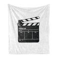 thumbnail image 1 of Movie Theater Soft Flannel Fleece Throw Blanket, Realistic Illustration of a Clapper Board for Film and Video Industry, Cozy Plush for Indoor and Outdoor Use, 50" x 70", Black White, by Ambesonne, 1 of 5