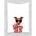 thumbnail image 1 of Movie Theater Tapestry, Funny Dog Wearing Sunglasses Watching a Movie with Popcorn and Soda Print, Wall Hanging for Bedroom Living Room Dorm Decor, 40W X 60L Inches, Multicolor, by Ambesonne, 1 of 2