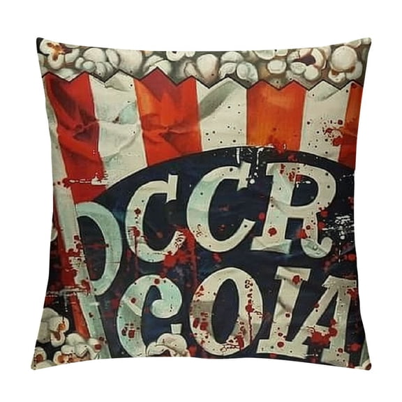 Movie Theater Throw Pillow Covers Cinema Tonight Quotes Personalized Cushion Cover with Popcorn Drink,Film Projector,Ticket Pattern Home Decorative  Pillowcases