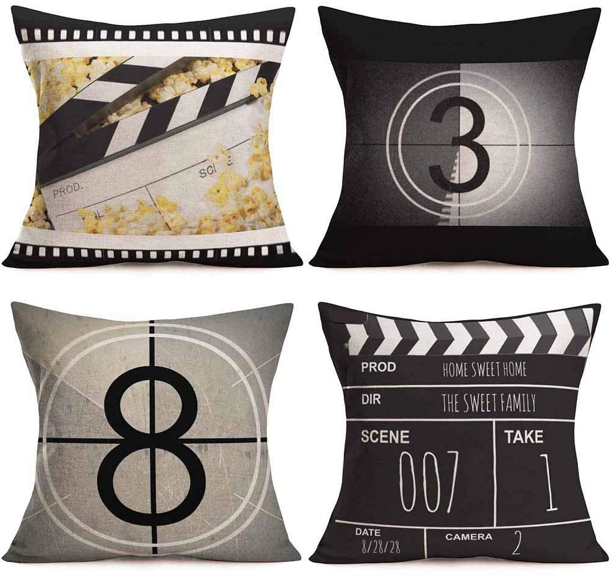 Movie Theater Throw Pillow Covers Vintage Cinema Design Cushion Cover