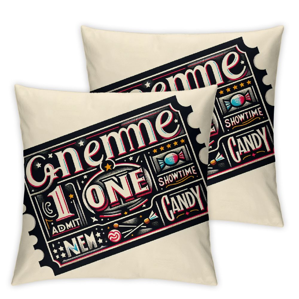 Movie Theater Throw Pillow Covers Vintage Design Cushion Cover with Old