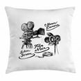 thumbnail image 1 of Movie Theater Throw Pillow Cushion Cover, Cinematography Themed Artwork with Old Camera and Equipment Silver Screen, Decorative Square Accent Pillow Case, 24 X 24 Inches, Black White, by Ambesonne, 1 of 2