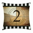 thumbnail image 1 of Movie Theater Throw Pillow Cushion Cover, Countdown Screen Illustration with Number 2 on Grunge Background, Decorative Square Accent Pillow Case, 18 X 18 Inches, Pale Brown Black White, by Ambesonne, 1 of 2