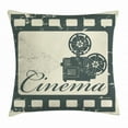 thumbnail image 1 of Movie Theater Throw Pillow Cushion Cover, Grunge Poster Design with Strip Frame Cinema Lettering and Projection, Decorative Square Accent Pillow Case, 20 X 20 Inches, Slate Blue Beige, by Ambesonne, 1 of 2