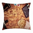 thumbnail image 1 of Movie Theater Throw Pillow Cushion Cover, Retro Cinema Objects on a Wooden Table Top View Analog Vintage Technology, Decorative Square Accent Pillow Case, 24 X 24 Inches, Multicolor, by Ambesonne, 1 of 2
