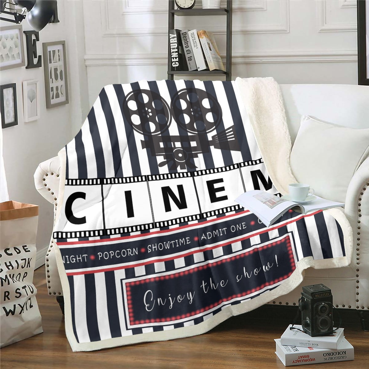 Movie Theme Blanket Home Theater Decor Throw Blanket for Family Boys