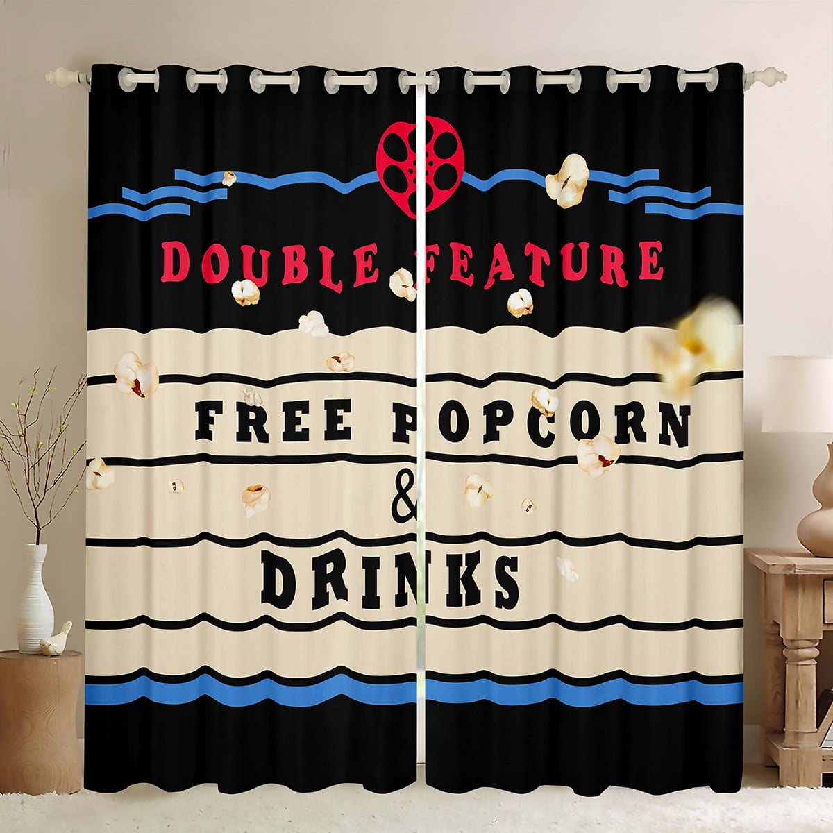 Movie Themed Curtains Vintage Cinema Style Blackout Curtains Home