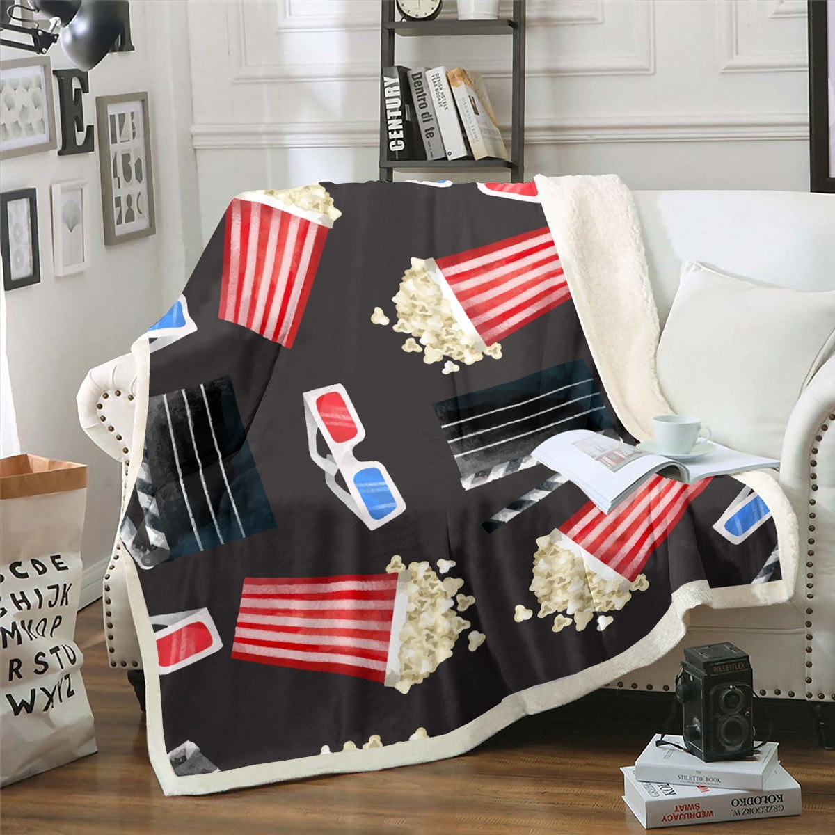 Movie Themed Throw Blanket Film Theme Decor Blanket for Family Boys