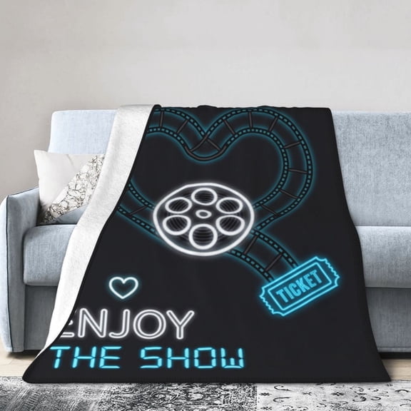 Movie Throw Blanket, Classic Film Theme Design, Flannel Blanket Gift for Adults Men Women, Birthday Christmas Present 50x40