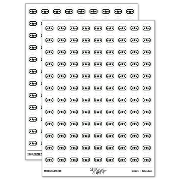 Movie Ticket with Stars Raffle Ticket Solid 200+ Round Stickers - White - Gloss Finish - 0.50" Size