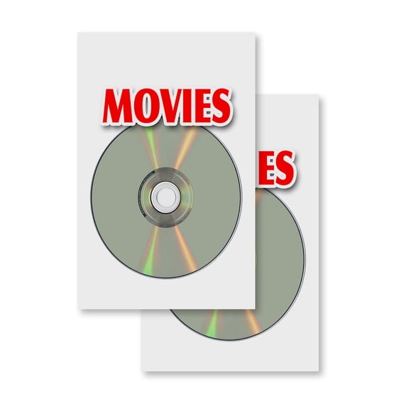 Movies (2-PACK) 24" x 36" Vinyl Decals | Sign Insert Peel & Stick Decals Stickers Window Signs