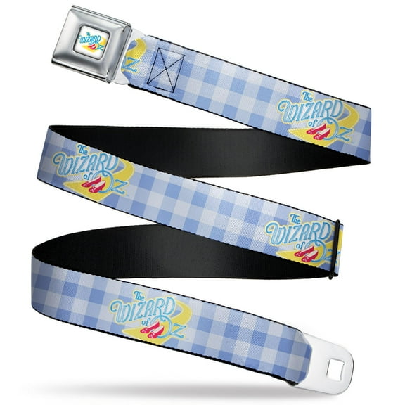 Movies Belt, Seatbelt Buckle Belt, The Wizard of Oz Logo Gingham Checker Blues, Youth 22 to 32 Inches