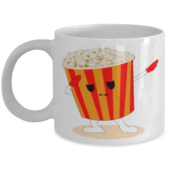 Movies 11 oz Coffee Mug - Dabbing Popcorn White Ceramic Gift