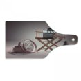 thumbnail image 1 of Movies Cutting Board, Directors Chair Seat Movie Lover Film Set Studios Strip Ribbon Storyboard, Tempered Glass Cutting and Serving Board, Wine Bottle Shape, Dark Mauve Dark Grey, by Ambesonne, 1 of 1