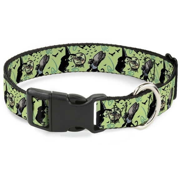 Movies Pet Collar, Dog Collar Plastic Buckle, The Wizard of Oz Wicked Witch of the West and Flying Monkeys, 7 to 8.5 Inches 0.5 Inch Wide