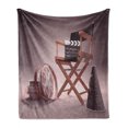 thumbnail image 1 of Movies Soft Flannel Fleece Blanket, Directors Chair Seat Movie Lover Film Set Studios Strip Ribbon Storyboard, Cozy Plush for Indoor and Outdoor Use, 50" x 60", Dark Mauve Dark Grey, by Ambesonne, 1 of 6
