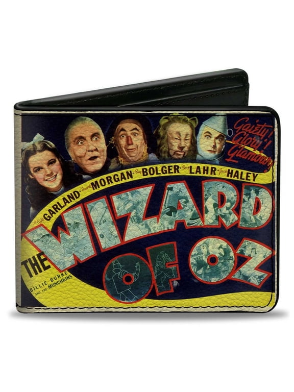 Movies Wallet, Bifold, The Wizard of Oz Vintage Movie Poster with Characters, Vegan Leather