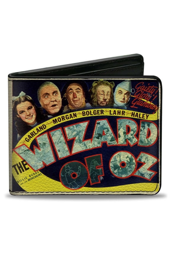 Movies Wallet, Bifold, The Wizard of Oz Vintage Movie Poster with Characters, Vegan Leather