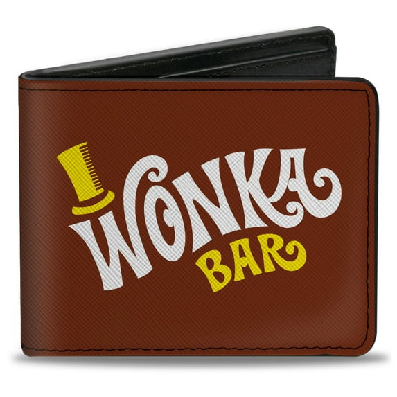 Movies Wallet, Bifold, Willy Wonka and the Chocolate Factory Wonka Bar Wrapper Logo, Vegan Leather