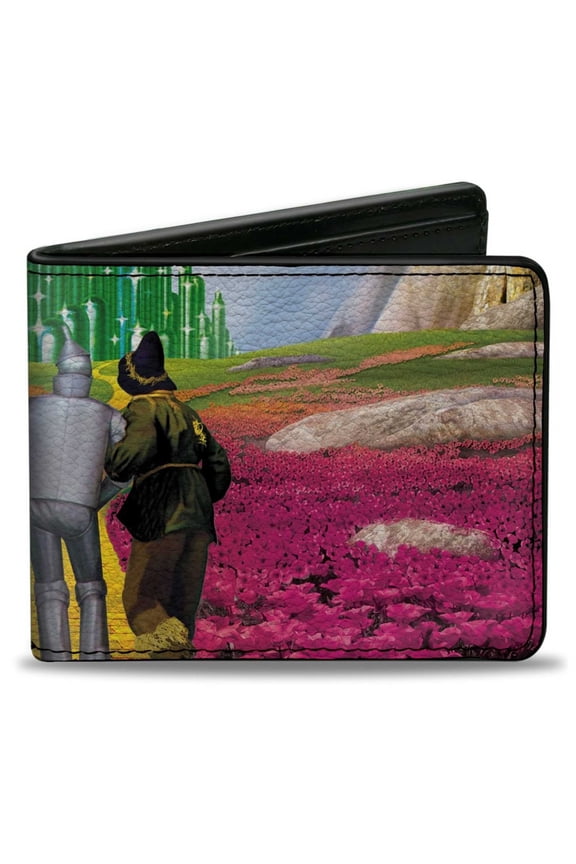 Movies Wallet, Bifold, Wizard of Oz Yellow Brick Road Poppy Field and Emerald City, Vegan Leather