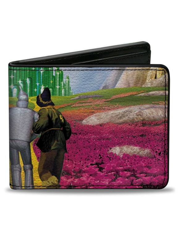 Movies Wallet, Bifold, Wizard of Oz Yellow Brick Road Poppy Field and Emerald City, Vegan Leather