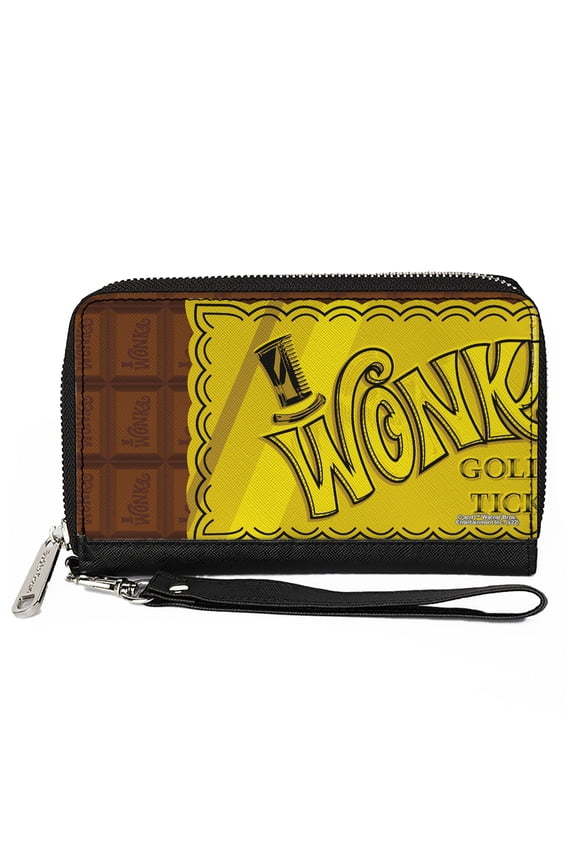 Movies Wallet, Zip Around, Willy Wonka and the Chocolate Factory Golden Ticket Wonka Bar, Vegan Leather