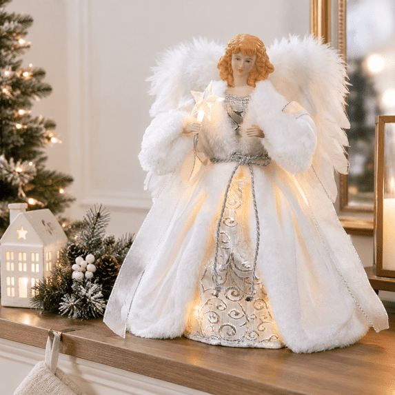 Moving Angel Tree Topper With Lights 12'' White And Separately ...
