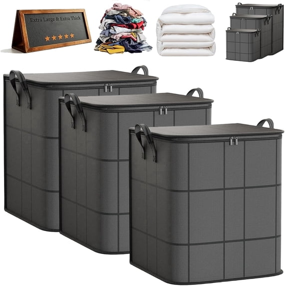 Moving Bags, 180L Spacious Moving Storage Bin - Large Capacity Zippered Fabric Organizer for Bedding & Clothes, Foldable Blanket Bag with Reinforced Handles for Quilts, Comforters & Moving Day, L_1PC