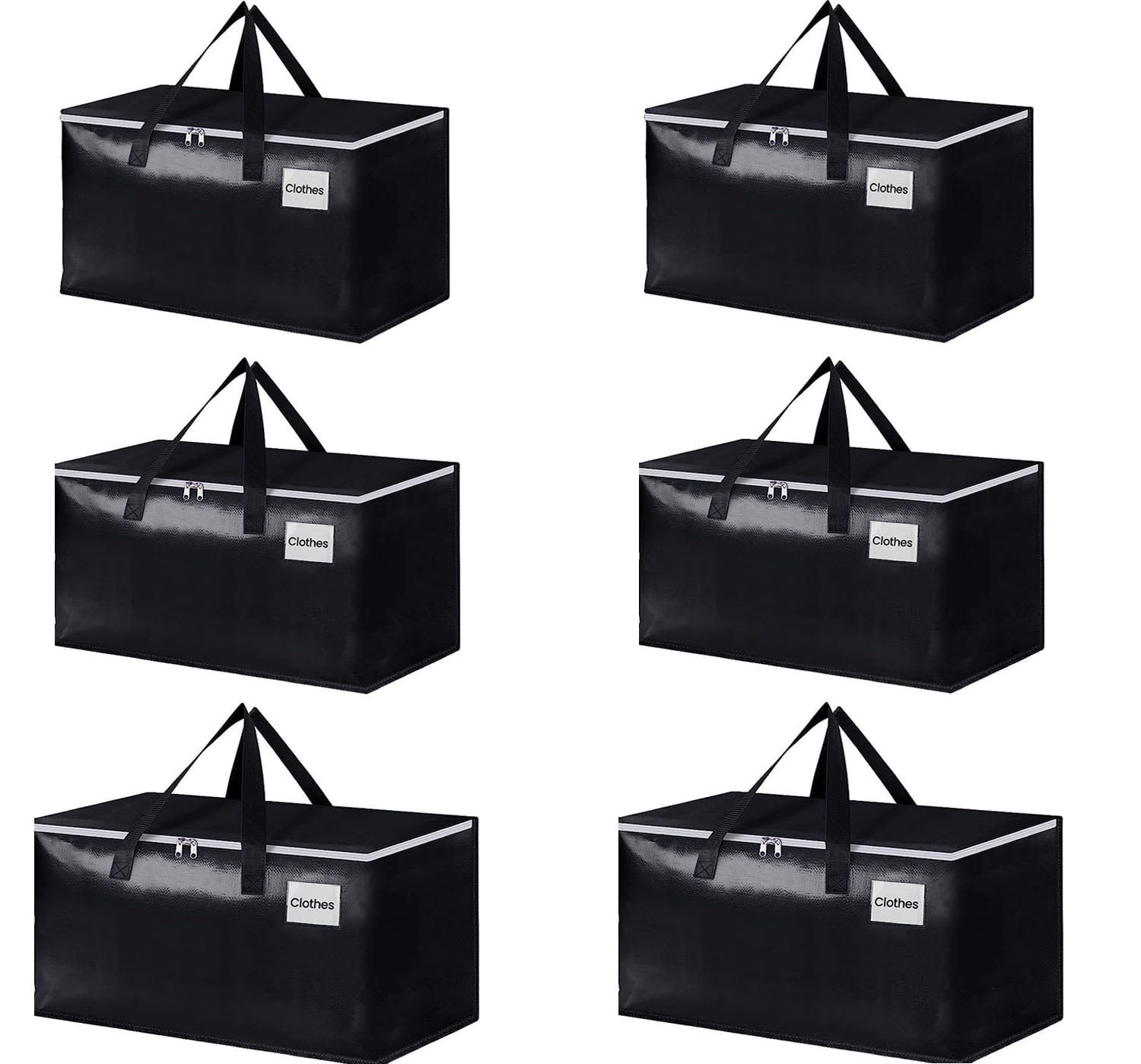 Walmart Heavy Duty Moving Bags, 93L, 6Pack, Black, Storage Totes with