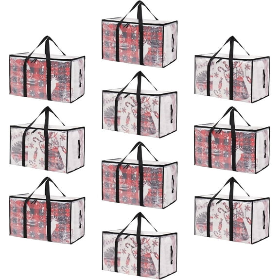 Moving Bags Heavy Duty Extra Large, Alternative for Moving Boxes & Moving Supplies,Clear Storage Bins with Lids, Plastic Packing Tote, Storage Bags for Clothes with Handles & Zippers(Clear, 10 Pack)