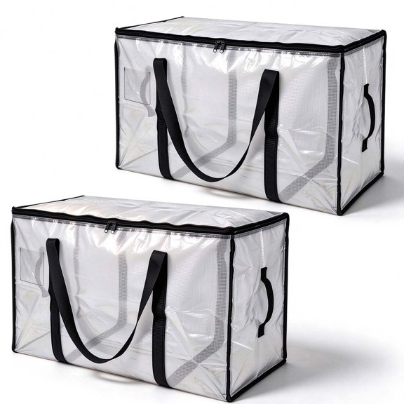 Moving Bags Large Capacity Transparent Folding PVC Storage Bags for Packing and Organizing, 2 Pack