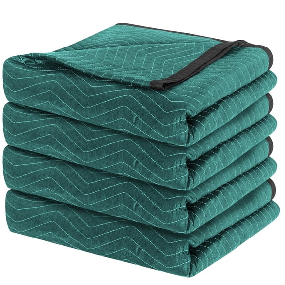 Moving Blankets 4 Pack Green & Gray Double Extra Large 144"x80"