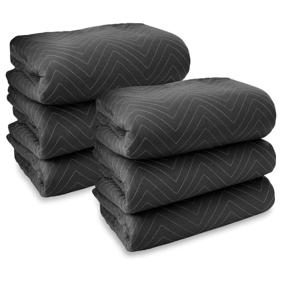 Moving Blankets - 6 Pack Heavy Duty Furniture Pads 80x72 - Professional Moving & Storage Blankets - Quilted Shipping Pads for Protecting Furniture Black 80 x 72 inches