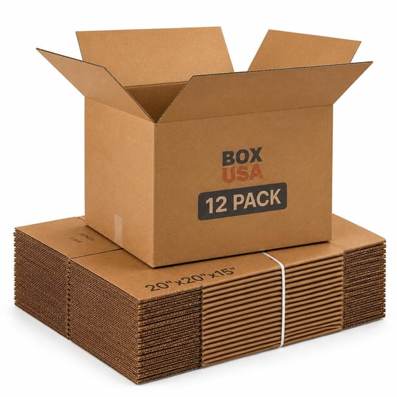 Moving Boxes 20"L x 20"W 15"H (12-Pack) Large - Corrugated Cardboard Box for Shipping, Mailing, Packing, Packaging and Storage