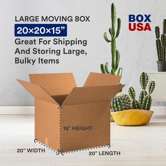 Moving Boxes Large 20"L x 20"W x 15"H 12-Pack - Corrugated Cardboard Box for Shipping, Mailing, Packing, Packaging and Storage