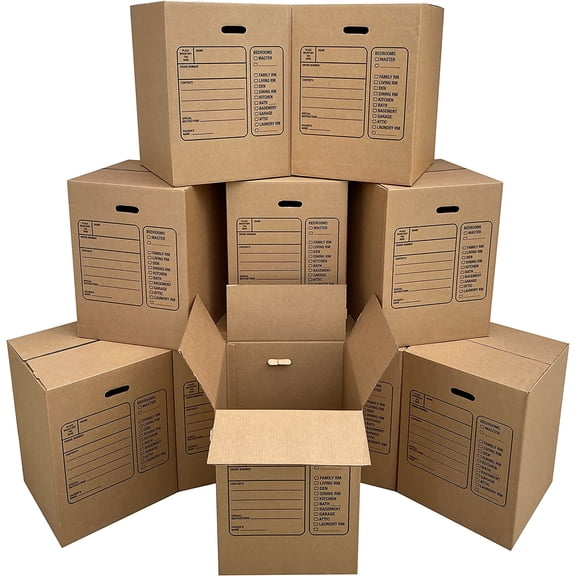 Moving Boxes with Handles, 10 Premium Large, 18 x 24, Brown, BOXINDSLAR10