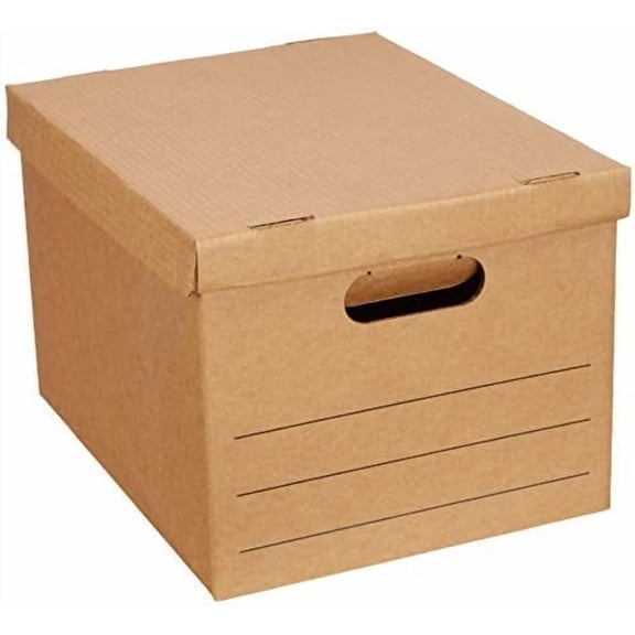Moving Boxes with Handles and Lids, 15x10x12 in, Brown, 20 Pack