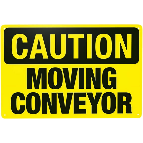 Moving Conveyor Warning Sign - 8"x12" Security Safety Metal Sign, Vintage Caution Poster for Business Office Home Street Road, Factory Conveyor, Safety Alert